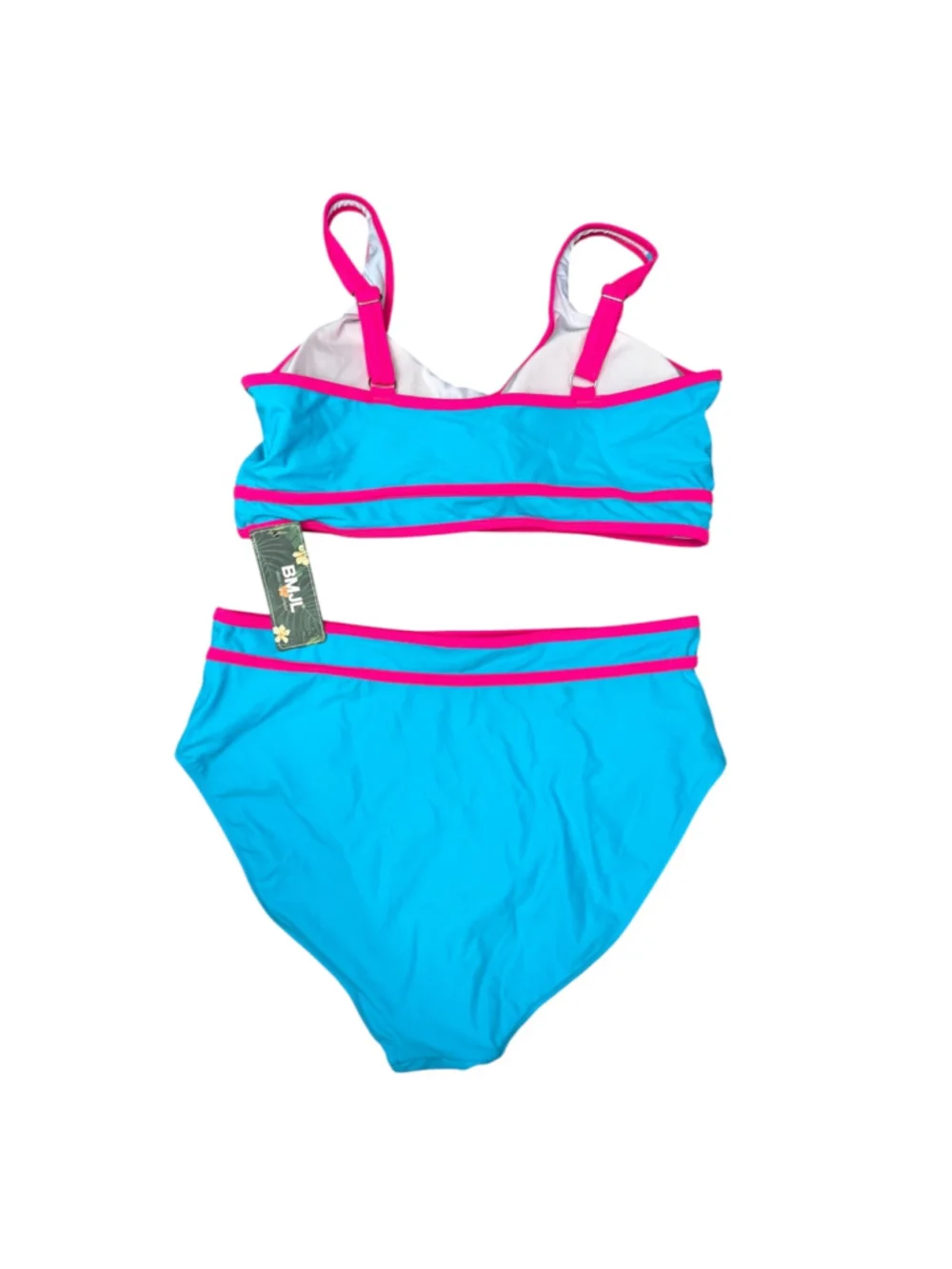 NWT BMJL Women’s XL Aqua Hot Pink High Waist Two Piece Swimsuit